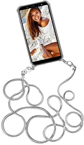 ONEFLOW Handykette abnehmbar kompatibel mit Apple iPhone 13 mini - Hülle mit Band, Handyhülle mit Kette aus Metall zum Umhängen, fein Silber