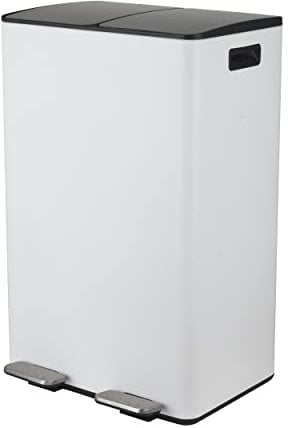 Spirella ALIYA Steel Kitchen Pedal Bin 60 L (2 x 30 L) Matt White