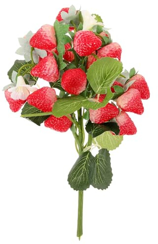 Toddmomy Künstliche Erdbeeren Deko Mit Blatt 19 Köpfe Realistische Obstmodelle Aus Kunststoff Für Wohnaccessoires Foto-Requisiten Und Tischdekoration 10.6X6.3X4.7 Zoll