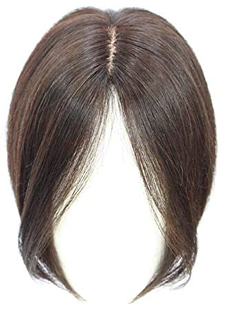 Real Topper Middle Side Part Human Hair, Straight Hair Bangs Toupee Mid Part, Top Hairpieces for Women Crown Topper Clip, Real Human Hair No Bangs, Top Hairpieces for Women with Thinning Hair