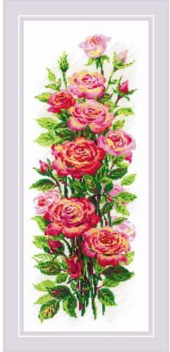 Riolis Kreuzstich Set Blühende Rosen, Zählmuster, 19x40cm