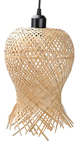 LABRIMP Woven Kronleuchter Bambus Pendelleuchte Gewebte Deckenlampe Nachhaltiges Material Schlafzimmer Wohnzimmer Esszimmer