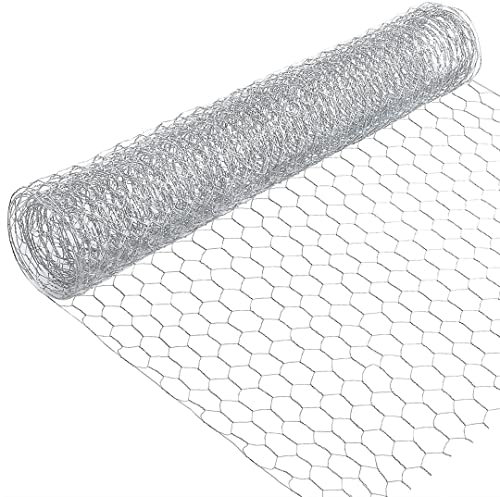 Flonatur Malla gallinero 0,5x10m hueco 16mm hexagonal de zinc galvanizada triple torsión metálica, (0,5x10m-Hueco16mm, Plateado)