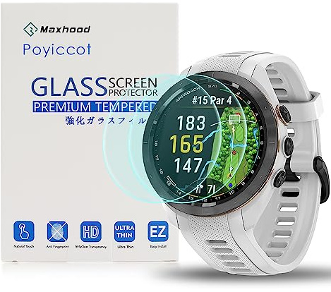 Maxhood 2Pack Compatible for Garmin Approach S70 42mm Screen Protector, Ultra-Thin 9H Hardness Anti-Fingerprint Tempered Glass Screen Protector for Garmin Approach S70 42mm Smartwatch