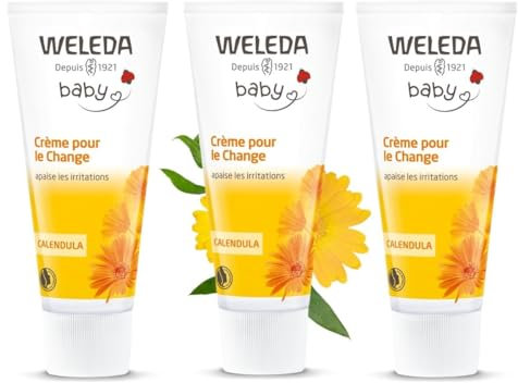 WELEDA -Trio Crème pour le Change au Calendula - Protège, régénère et apaise - Certifié Natrue** - Tube 75 ml x 3