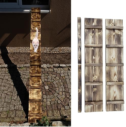QLS Cat Ladder Cat Stairs Flamed Wooden Steps for Balcony 7m without Attachment