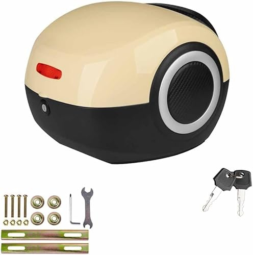 VECNUM Topcase Motorrad, 20L Topcase Für Roller Fahrradbox Für Gepäckträger, Motorradkoffer Mit Sicherheitsschloss, Sturdy Haltbare,Beige