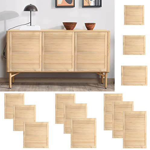 Homgoday Porte d'armoire en bois persiennes - Design élégant, 61,5 x 49,4 cm, pour cuisine & salle de bain - Bois de pin massif, durable et naturel