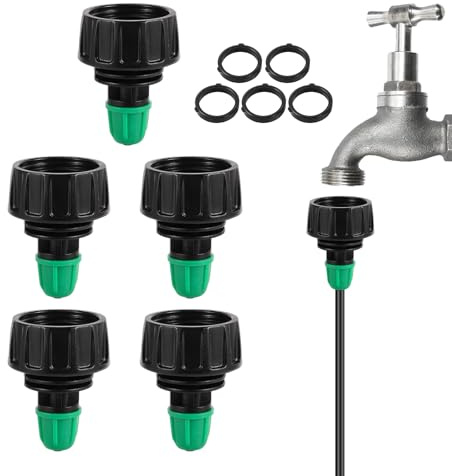 Gartenschlauch-Adapter, 3/4 auf 1/4 Zoll Tropfbewässerungsschlauchverbinder, Verriegelung, Widerhaken-Design, 3/4 US-Standard-GHT-Gewinde, 5 Stück (1,9 cm auf 1/4 Zoll) Rohrverbinder)