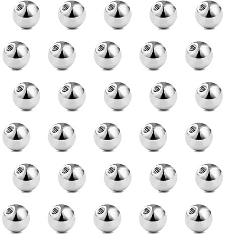 Besyvvin 30er Piercing Kugel Ersatzkugel 6mm Chirurgenstahl Silber Schraubkugel für Gewinde 1,6mm Piercing Bauchnabel Zunge