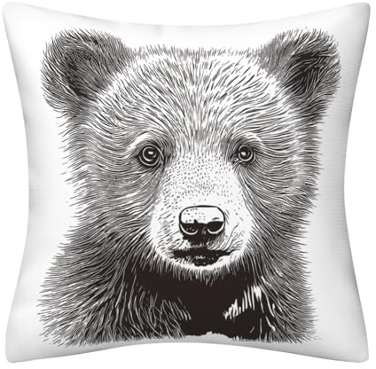 DILOXNSU Kissenbezug mit Cartoon-Bär-Motiv, Skizze, 45 x 45 cm, Heimdekorationen, Kissen für Wohnzimmer, Couch, Sofa, Dekoration, 45,7 x 45,7 cm