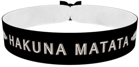 Hakuna Matata schwarz Stoffarmband - Motivationsarmbänder - Satinarmband für positive Gedanken - Unisex Armband für mehr Motivation - Geschenk für Freunde - Handgemachtes Wellness-Armband