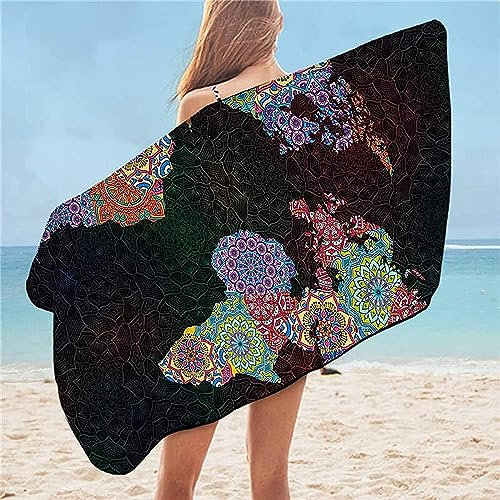 Toalla De Playa Microfibra Rectángulo 3D Mapa Exótico Manta Impresa Yoga Gimnasio Al Aire Libre Deporte Toalla Para Niños Adultos Regalo De Verano 150 X 200 Cm -2M6S-A0O