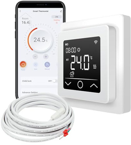 Mi-Heat Mi-750 Raumthermostat WLAN weiß - Tuya Smart App Alexa Google Home - wassergeführte und elektrische Fußbodenheizung - Sensoren kalibrierbar