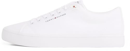 Tommy Hilfiger Herren Vulcanized Sneaker Core Canvas Low Top, Weiß (White), 45