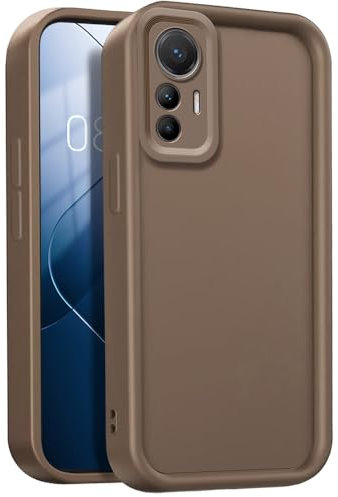 GOGME Funda para Xiaomi 12 Lite, Funda Protectora Completa de Silicona TPU Suave, Carcasa Antipolvo Prueba de Choques - Marrón
