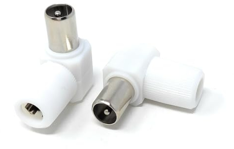 DRUT 2pcs. Right Angle RF TV Coax Plug Adapter for TV Aerial Antenna | Cables - Screw Connection, No Soldering Required