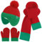 Kinder Winter Bommel Beanie Mütze Handschuhe Schal Set, Warm Baby Wintermütze Strickmütze mit Ohren Fäustlinge Schals für 0 6 12 18 Monate 1 2 3 4 Jahre Alte Mädchen Jungen Geschenke, Rot & Grün