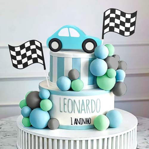 Roaring Good Time Zwei schnelle Kuchen Topper Rennwagen Kuchen Dekorationen Auto Kuchen Topper Checkered Flag Kuchen Topper Growing Up Zwei schnelle Geburtstag Dekor für Geburtstag Dekorationen