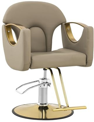 Physa Friseurstuhl mit Fußstütze Sitzhöhe: 53-64 cm 180 kg Beige Barberstuhl Friseursessel höhenverstellbar Bedienstuhl Friseur