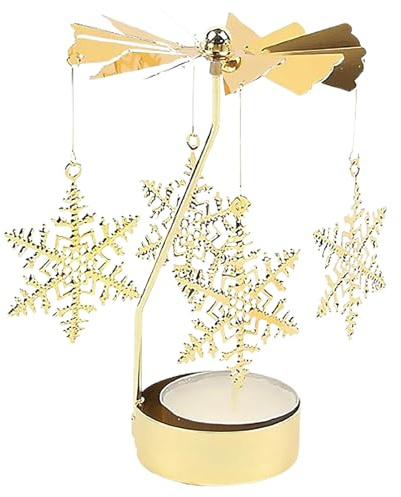 TenaLucy Drehbarer Kerzenhalter, Gold Teelichthalter Karussell