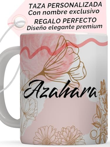 Taza Personalizada Nombre Mujer 340ml Regalo Original Amigo Invisible Diseño Exclusivo Minimalista Arte Lineal Café Té Apta Microondas Lavavajillas Regalos Elegantes Familiares Desayuno Rosa (ROSA)