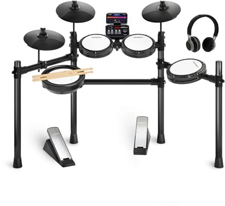 MOSEN Quiet Mesh Electronic Drum Kit for Beginners & Adults,MED-X3S | 195+ Sounds & 25 Electronic Drum Kits, Comes With Dual-Zone Snare, Two Pedals, Phone Holder, Sticks & Headphones, Usb Midi