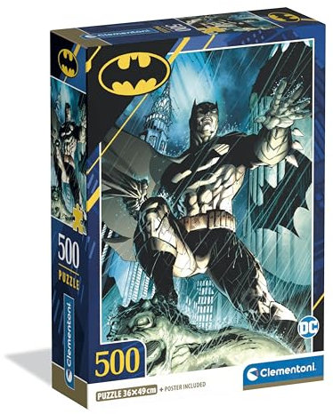 Clementoni Jigsaw Puzzle 500 pieces, Batman, Puzzle for Adults 14-99 Years, Compact box, Made in Italy, 35593