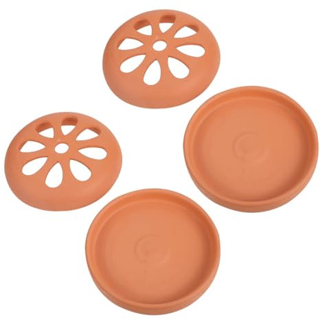 MUCKLILY Lot De 2 Porte- en Terre Cuite Brûleur D' pour Intérieur Support Parfumé Au Charbon De Bois Marron