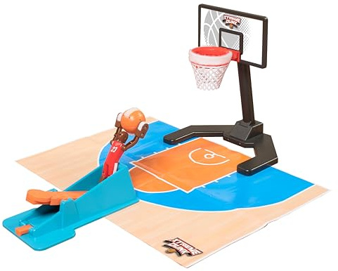 TOMY Xtreme Dunk Jeu de Basket, Jouet acrobatique pour Enfants, Lanceur Ajustable, Figures de Dunk et Alley-OOP, Panier Inclus, 1 à 4 Joueurs, dès 6 Ans, sans Piles, Assemblage requis