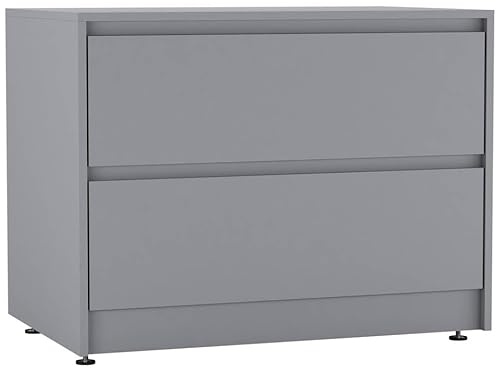 URBNLIVING 2 Drawer Chest Cabinet with Adjustable Feet, Modern Engineered Wood Dresser Unit with Smooth Glide Drawers, Compact Sideboard for Bedroom, Living Room, or Hallway Storage