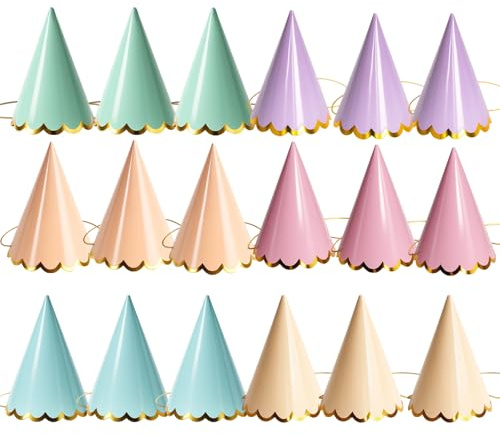 SrgPui 18 Pcs Party Hats For Teddys, Mini Party Hats For Toy Animals, Pastel Birthday Hats, Mini Party Hat For Toy Animals Ideal For Pets, Showers,School Events,Wedding Partys And Celebra
