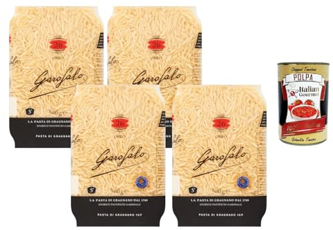 Italian Gourmet Pasta Orzo 4 x 500 g – Italienische Reisform-Pasta aus Hartweizengrieß, ideal für Suppen, Salate & mediterrane Rezepte, al dente Genuss + Italian Gourmet Polpa