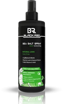 Black Red Sea Salt Spray for Hair, 200 ml | Effortless Messy Waves | Matte Texture & Natural Volume | Light Hold, No Shine, No Crunch | Texturising Spray with Caffeine & Biotin