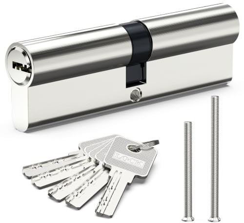 Euro Cylinder Lock 50/50, 100mm Euro Door Barrel Lock with 5 Keys | Solid Brass Core, High Security for UPVC, Wooden, Composite Doors Replacement Profile, 2 Fixing Screws & Tin Storage Box