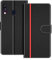 COODIO Coque en Cuir pour Samsung Galaxy A40, Étui Housse Pochette Fonction Stand pour Samsung Galaxy A40, Noir/Rouge