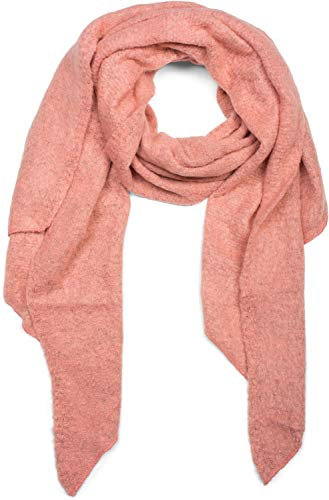 styleBREAKER Damen weicher unifarbener Web Schal in asymmetrischer Form, Winter, Stola 01017118, Farbe:Koralle