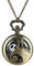 JewelryWe Taschenuhr Herren Damen mit Schädel Totenkopf Jack Skellington aus The Nightmare Before Christmas, Quarz Analog Uhr mit Kette Halskette Bronze