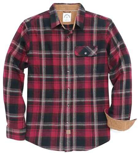 Dubinik® Flanellhemd Herren Kariert Flanellhemden Langarm Casual Button Down Freizeithemd Mit Brusttasche Normal Passform