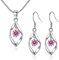 Zolkamery Silver Jewellery Set for Women, 925 Sterling Silver Women's Jewellery Sets with Pink Zirconia, Fashion Twist Pendant Necklace & Hook Dangle Earrings Set, Gift for Wife on Valentine’s day