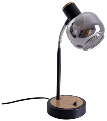 Näve Leuchten - Tischleuchte Fumoso, Tischlampe aus Metall und Glas - E14-Fassung, max. 40 W - Für Esszimmer, Wohnzimmer, Diele oder Büro, Tischlampe - Schwarz, 34 cm