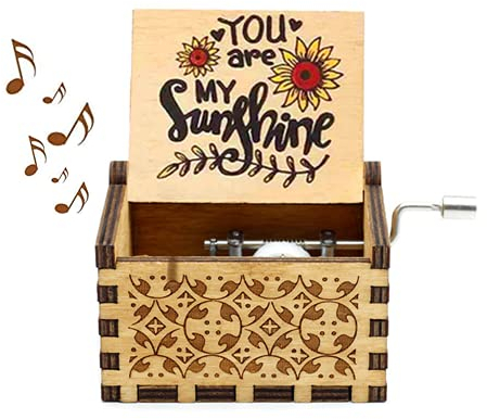 Hölzerne Spieluhr, You Are My Sunshine Handkurbel Spieluhren Antike Geschnitzte Vintage-Design, Geschenk für Ehefrau, Kreative Spieluhr für Valentinstag, Weihnachten, Jahrestag, Geburtstagsgeschenk