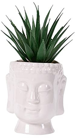 Yusheng Vaso da fiori in ceramica con Buddha, forma a forma di Buddha, per piante grasse, per la casa, decorazione della casa, per piante grasse, 9 x 10 cm