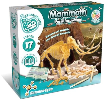 Science4you Mammut Dino Ausgrabungsset für Jungen Alter +6 - Archäologie Set für Kinder mit 17 Teilen, Grab Dein Dinosaurier Spielzeug – Experimentierkasten und Geschenk Kinder 5 6 7 Jahre
