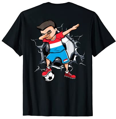 Lustiger Dabbing Jungen Luxemburg Fußball Mannschaft Flagge T-Shirt