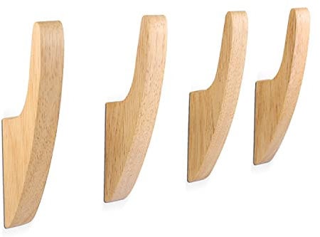 SAUNNIHEN 4 Stück Kleiderhaken Einzeln, Garderobenhaken Holz, Multifunktionaler Wandhaken Vintage, Handtuchhaken, Garderobe für Schlafzimmer, Wohnzimmer, Flur (Einfacher Haken)