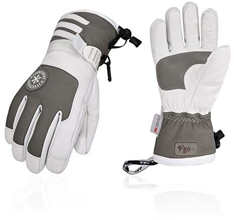 Vgo... 1 Paar Ski- & Winterhandschuhe für Männer aus Ziegenleder, 3M gefütterte, -4℉ oder höher (GA2446FW)