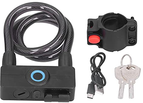 Hyuduo Bluetooth Fingerabdruck-Fahrradschloss, 3,7V Lithium-Batterie, Intelligentes Kettenschloss mit App-Steuerung, Diebstahlsicher für Motorrad und Mountainbike