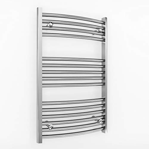 400mm Wide Curved Chrome Heated Bathroom Towel Rail Radiator For Central Heating UK (400 x 800 mm (h))