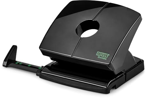 Novus B 220 re+new Locher (Kunststoffoberteil aus nachhaltigem Rezyklat, 20 Blatt, mit Anschlagsschiene) schwarz